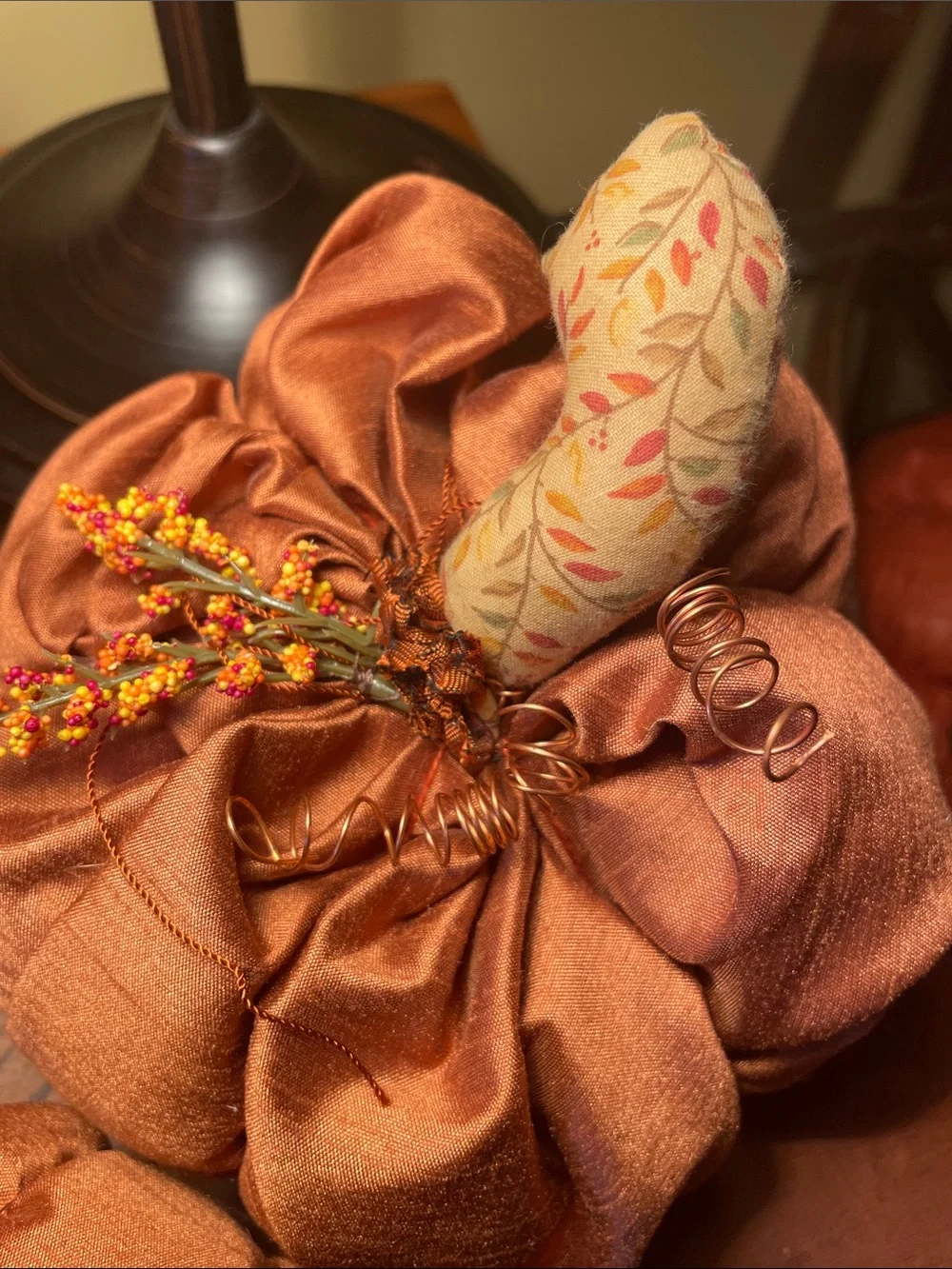 Handmade Rust Orange Fabric Pumpkin Holiday Décor - Home Accents